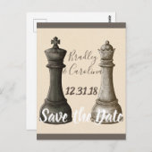 Date Chess King Queenを保存パーソナライズされた ポストカード (正面/裏面)