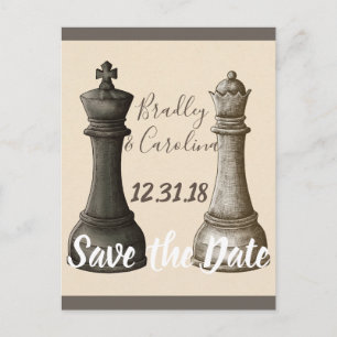 Date Chess King Queenを保存パーソナライズされた ポストカード