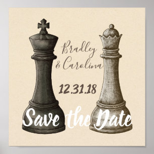 Date Chess King Queenを保存 ポスター