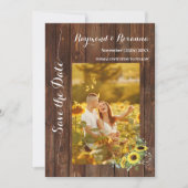 Date Country Greenery Sunflowersを保存 招待状 (正面)