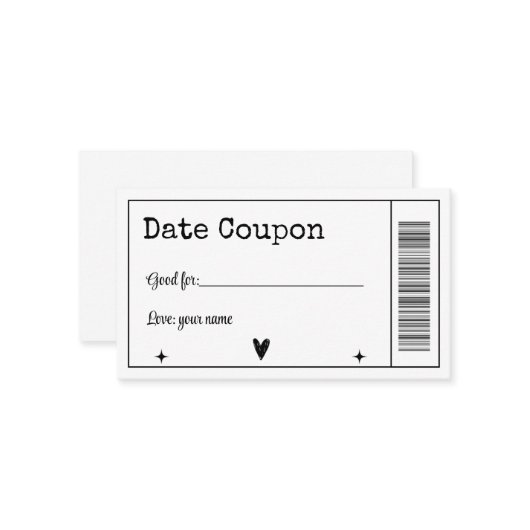 Date Coupon ノートカード (正面/裏面インサイチュ)