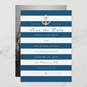 Date Flat航海の Photo Cardを保存する青い白 セーブザデート (正面/裏面)