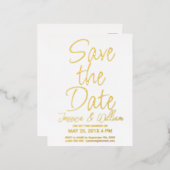 Date Foilタイポグラフィモダンデザインの保存 箔招待状ポストカード (正面/裏面)