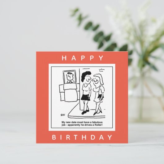 Date is driving a Road Roller Cartoon カード (スタンド正面)