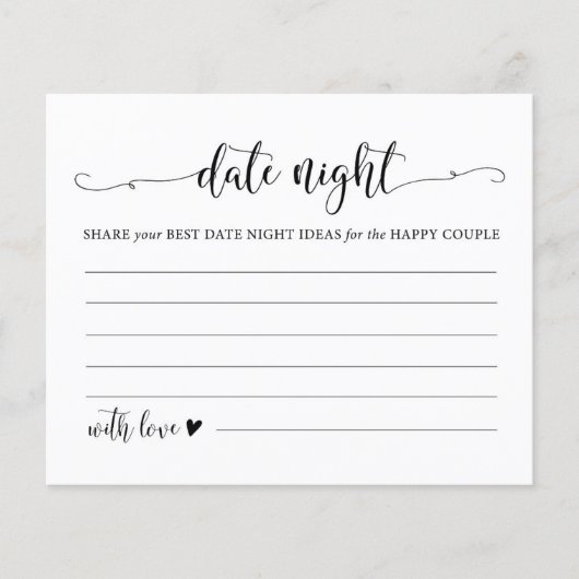 Date Jarの結婚アドバイスDate Nightアイディアカード (正面)