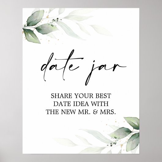 Date Jar Bridal Shower sign ポスター (正面)