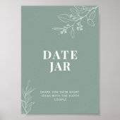Date Jar Sage Green結婚のサイン ポスター (正面)