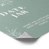 Date Jar Sage Green結婚のサイン ポスター (角)