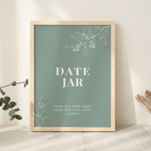 Date Jar Sage Green結婚のサイン ポスター