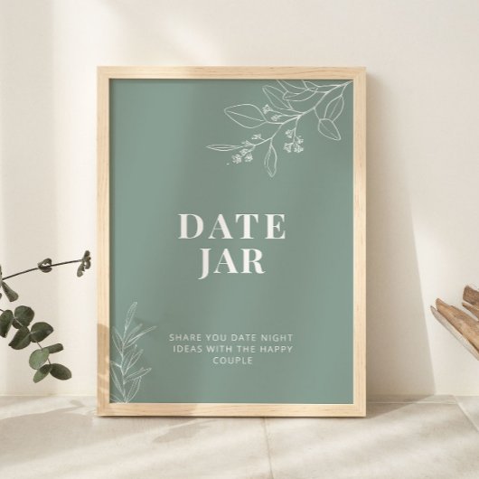 Date Jar Sage Green結婚のサイン ポスター