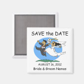 Date MagnetのHappy Coupleクリップ結婚アートを保存する マグネット (正面/裏面)