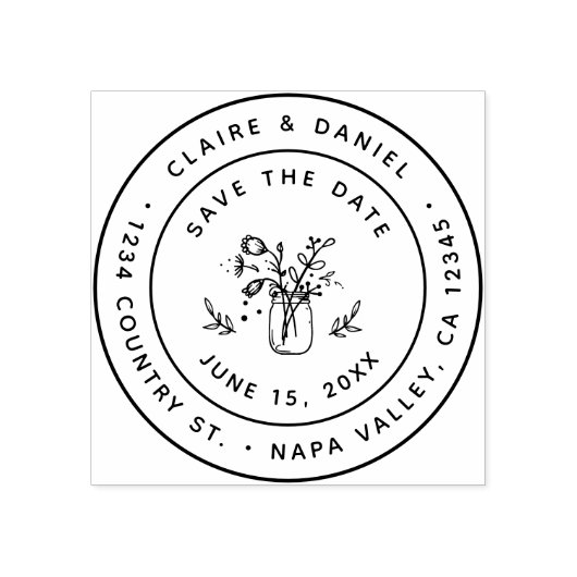 Date Mason Jar差出人住所の保存 ラバースタンプ (インプリント)