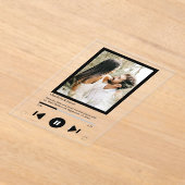 Date Music Playerの最初のダンスフォトを保存 アクリル招待状 (レイダウン)