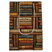 Date Night カスタマイズ With a Book  Your Name ミディアムペーパーバッグ (裏面)