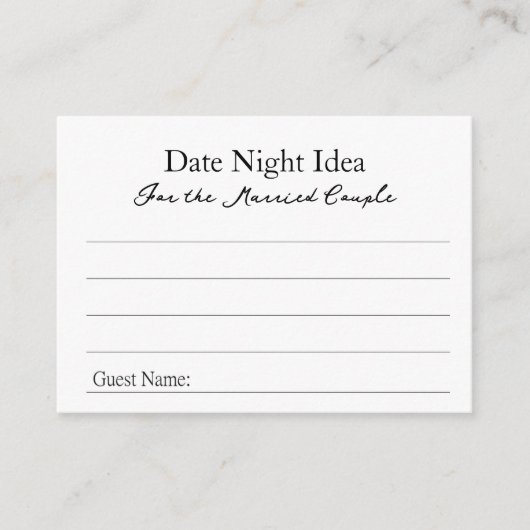 Date Night Ideas Advice Card アドバイスカード (正面)