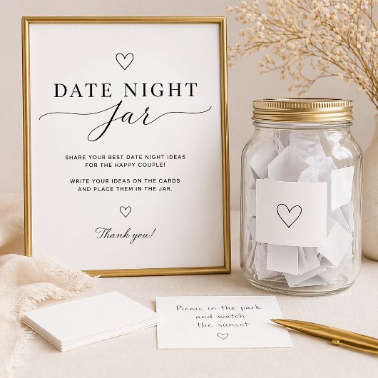 Date Night Jar Sign Printable Bridal Shower Game ポスター