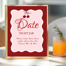 Date Night valentine Bridal Shower wedding Sign ポスター