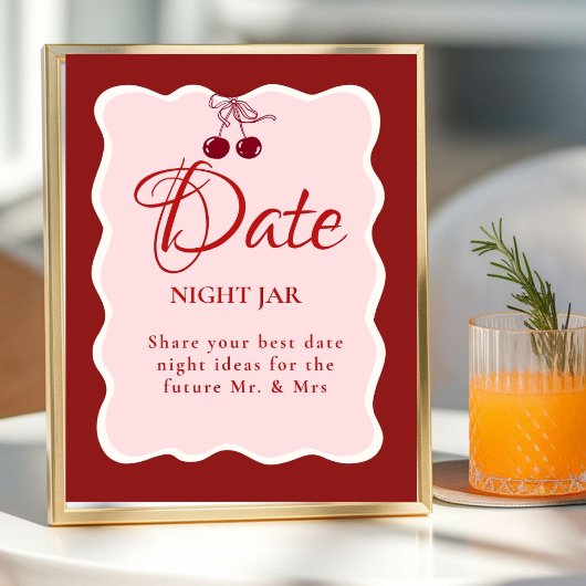 Date Night valentine Bridal Shower wedding Sign ポスター