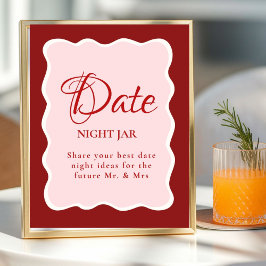 Date Night valentine Bridal Shower wedding Sign ポスター
