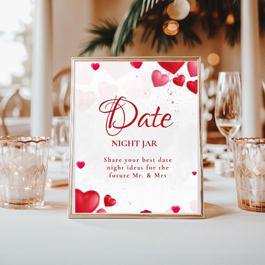 Date Night valentine Bridal Shower wedding Sign ポスター