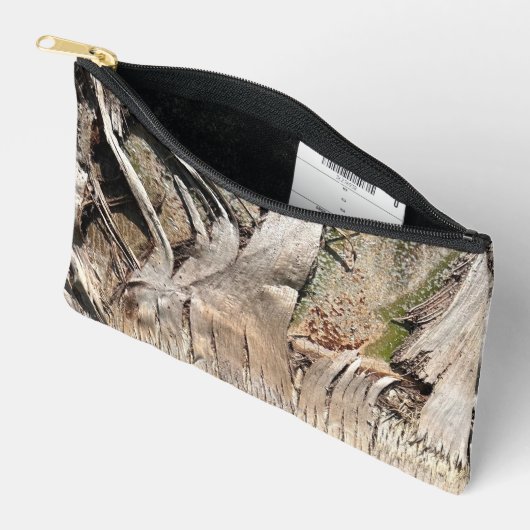 Date Palm Tree Trunkテクスチャのクローズアップ写真イメージ アクセサリーポーチ (見開き)