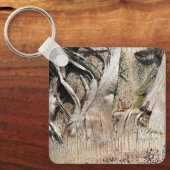 Date Palm Tree Trunkテクスチャのクローズアップ写真イメージ キーホルダー (正面)