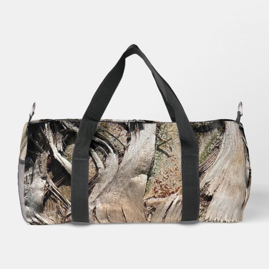 Date Palm Tree Trunkテクスチャのクローズアップ写真イメージ ダッフルバッグ (裏面)