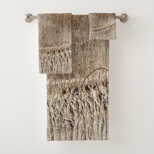 Date Palm Tree Trunkテクスチャのクローズアップ写真イメージ バスタオルセット (インサイチュ)