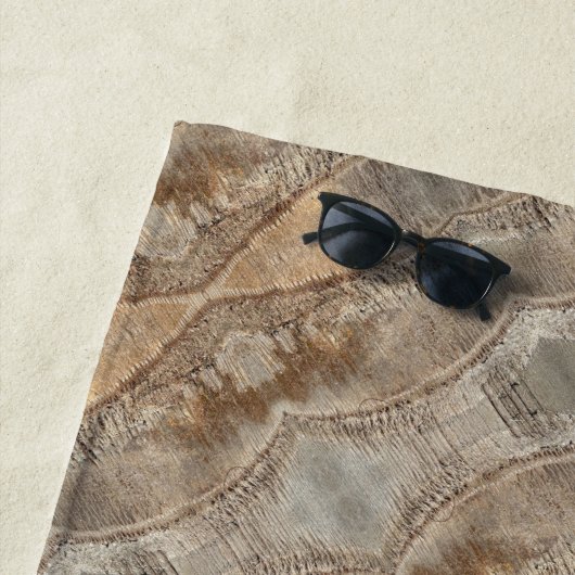 Date Palm Tree Trunkテクスチャのクローズアップ写真イメージ ビーチタオル (インサイチュ)