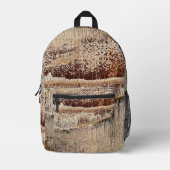 Date Palm Tree Trunkテクスチャのクローズアップ写真イメージ プリントバックパック (正面)