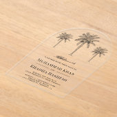 Date Palm Trees Islamic Muslim Wedding アクリル招待状 (レイダウン)