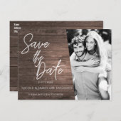 Date Script モダン Wood Photoの素朴保存 案内ポストカード (正面/裏面)