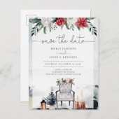 Date Script 素朴 Woodlandフローラの保存 案内ポストカード (正面/裏面)