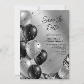 Date Silver 50誕生日を保存 招待状 (正面)