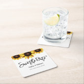 Date Sunflowerの結婚保存 スクエアペーパーコースター (インサイチュ)
