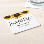 Date Sunflowerの結婚保存 スクエアペーパーコースター (アングル)