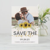 Date Sunflowersの写真を結婚保存する 案内状 (スタンド正面)