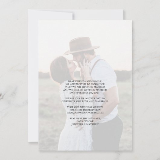 Date Sunflowersの写真を結婚保存する 案内状 (裏面)