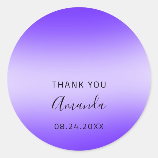 Date Sweet 16th's Blue 結婚 Purple ラウンドシール (正面)