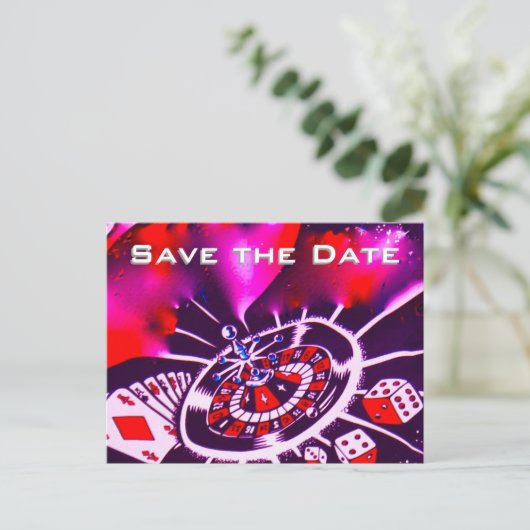 Date Vegas Casinoの紫結婚の情熱を保存 案内ポストカード (スタンド正面)