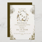 Date Waterカラーの保存結婚式招待状 招待状 (正面/裏面)