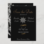 Date Winter Snowflakeのをシンプル保存結婚する セーブザデート (正面/裏面)