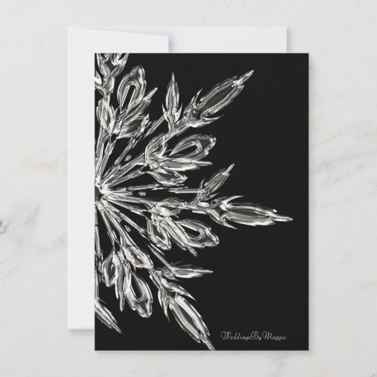 Date Winter Snowflakeのをシンプル保存結婚する セーブザデート (裏面)