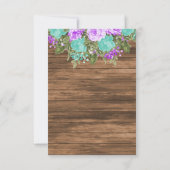 Date Woodティール(緑がかった色)とかわいらし紫色の花を保存する セーブザデート (裏面)