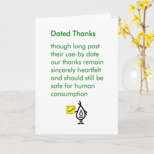 Dated 感謝してい -おもしろい A Belated Thank You Posal カード (黄色い花)