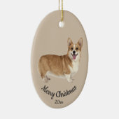 Dated Custom Photo Christmas Corgi Dog Pet セラミックオーナメント (右)