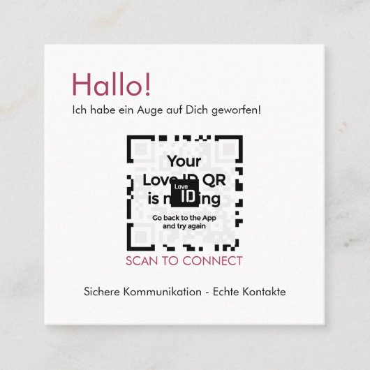 Dating Karte - RED - QR - PURE Collection スクエア名刺 (正面)