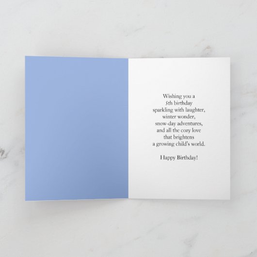 Daughter 5th Birthday Snowman Snowy  カード (内部)