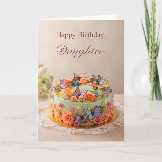 Daughter Birthday Butterfly Cake card カード (正面)