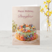 Daughter Birthday Butterfly Cake card カード (黄色い花)